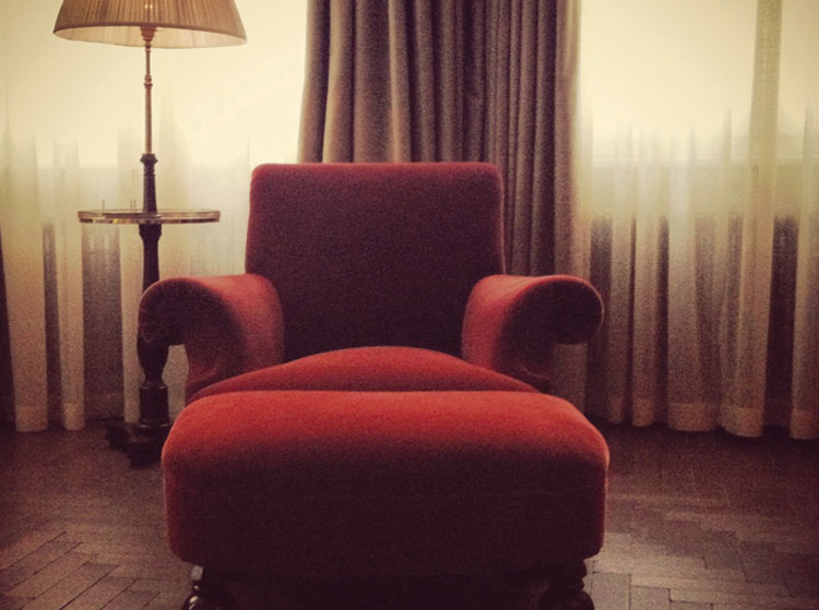Soho House Berlin Red velvet chair.