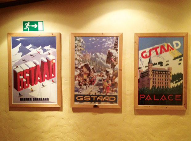 Gstaad Palace Vintage posters decorating the halls.