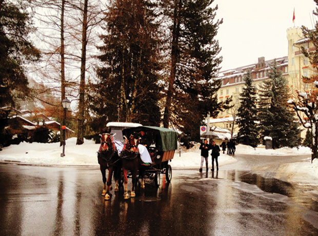 Gstaad Palace Horse drawn carriage rides through the village...so festive! 