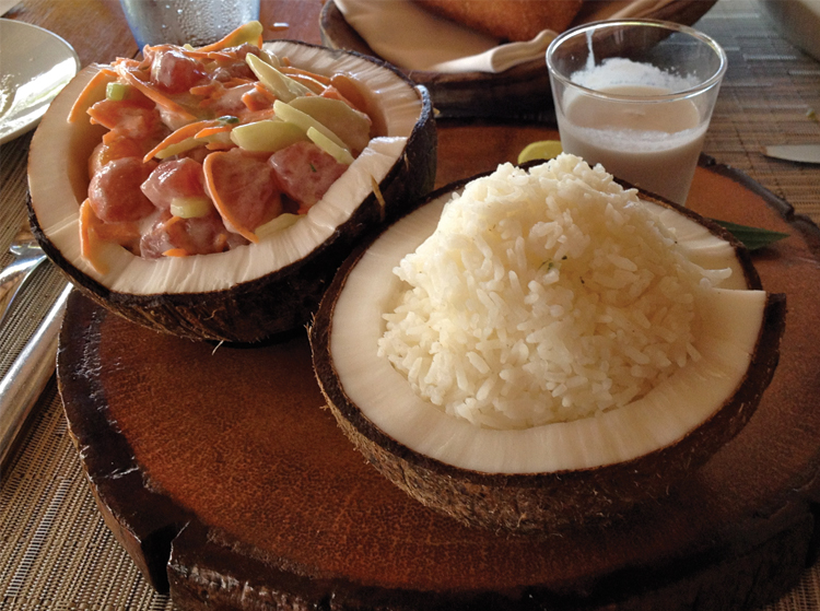 Four Seasons Bora Bora Raw Tuna marinated in coconut milk. <br /></noscript> I might miss this more than the view.