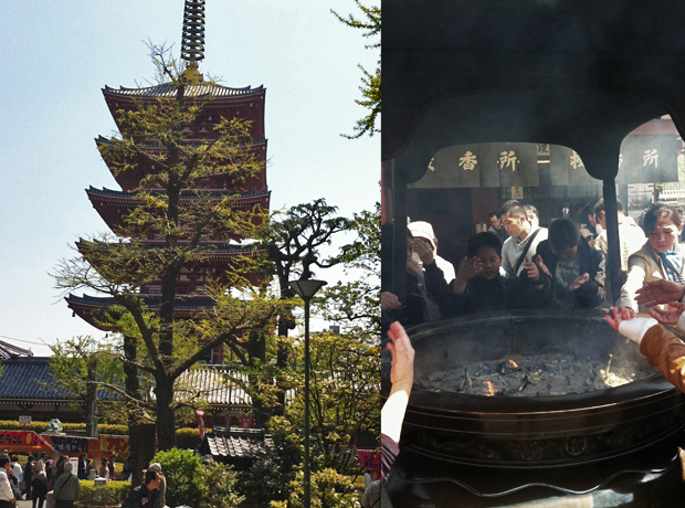 The Gate Hotel Blessings and burning, the magic of Sensoji Temple.