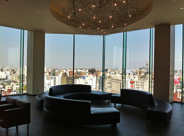 The Gate Hotel Lobby light installation with jaw dropping views.
