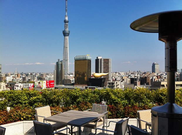 The Gate Hotel Top of Tokyo town on the rooftop. 
