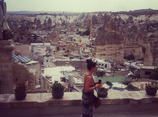 Kelebek Cave Hotel  The view of the valley in Cappadocia.