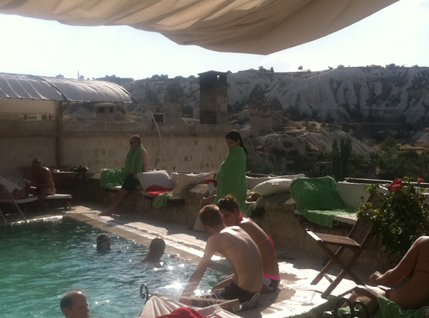 Kelebek Cave Hotel The swimming area was lively in the daytime.  <br /></noscript>A great way to cool off. 