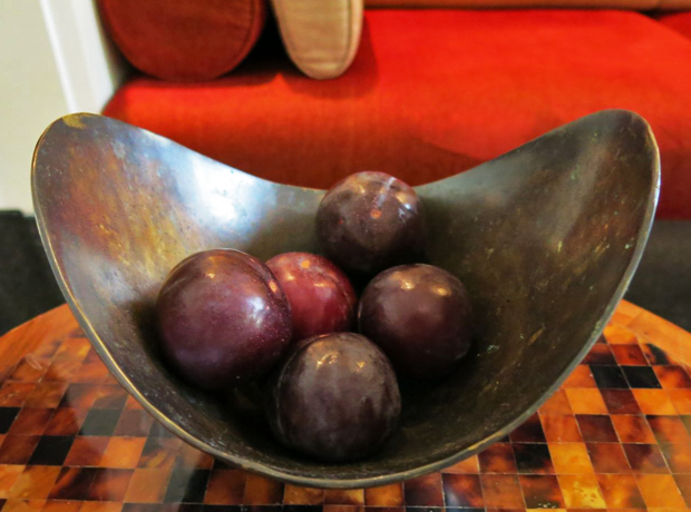 The Chedi  Every day, a different fruit bowl is placed in the room. First day was plums and the second were pears.