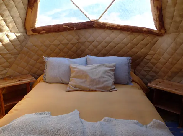 EcoCamp Inside the Standard Dome – very comfortable, warm & spacious!