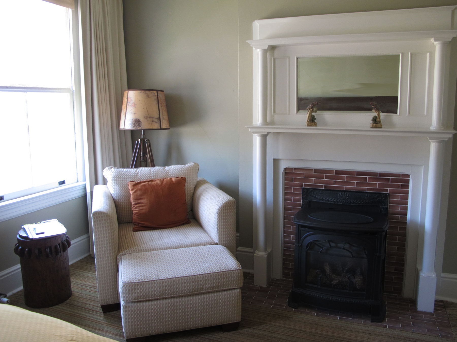 Cavallo Point Cozy chair & fireplace. 