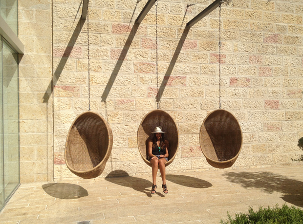 Mamilla Hotel Just swinging in the outdoor patio. 