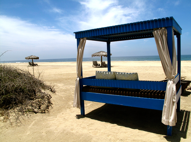Rancho Pescadero Balinese-style beach beds with individual fire pits – pretty much where you want to be day or night, especially when the sun sets.