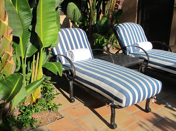 Rancho Valencia The awning-striped chaises on my patio (I tried both) were perfect for private sunbathing.