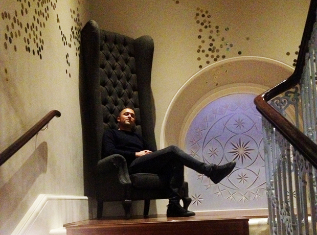 Great Northern Hotel Small man, large chair. 