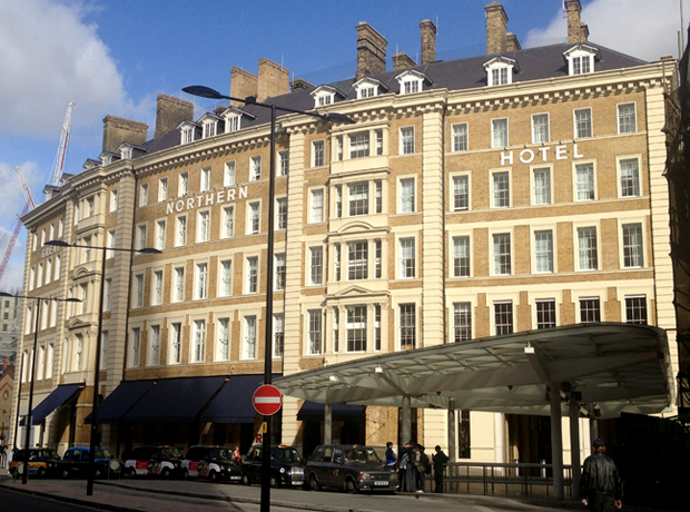 Great Northern Hotel The Great Northern Hotel, a stones throw from Kings Cross station, originally built in 1854, a Grade 2 listed building that almost got replaced by a Eurostar terminal in 1987, thankfully rescued and restored to represent some of the 19th Century glamour <br></noscript>of Railway travel.