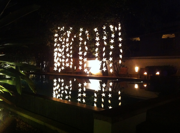 Old Harbour Hotel The pool under the paper stars by night. 