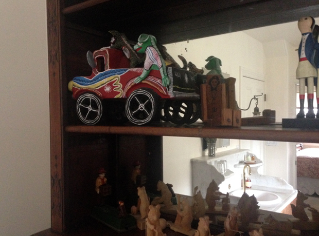 The Parsonage The couple collects tin toys, which even found their way into our bathroom. 