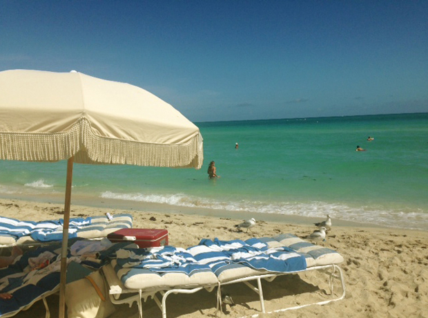 Soho Beach House Iceboxes, fringe umbrellas & stripes – this day at the beach looks right out of the 50’s. 