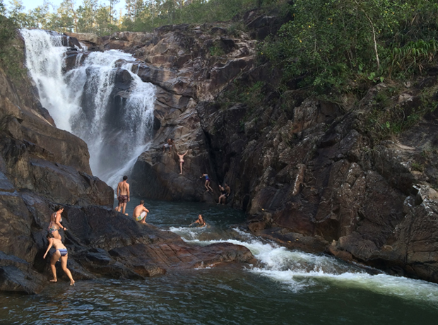 GAIA Riverlodge I felt like I was in a Ryan McGinley photo… but with clothes on. Big Rock Waterfall at sunset is perfect, and just a short 10-minute bike ride from Gaia. Bikes provided, of course.