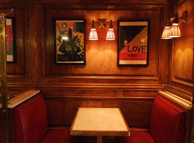 The Marlton Bar booths. Love these posters by YSL... so colorful & bold.
