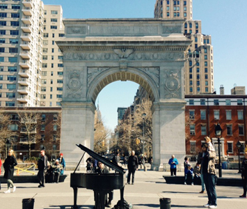 Walk out of the hotel door into Washington Square Park