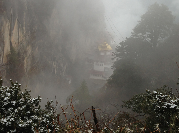 Uma Paro Snow falling on Tiger's Nest... perhaps Bhutan's most scenic temple.