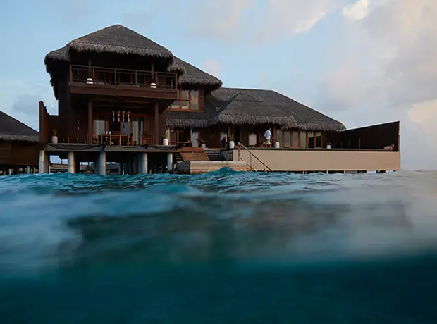 Ayada Resort Looking back onto the Royal Villa from the glorious Indian Ocean.