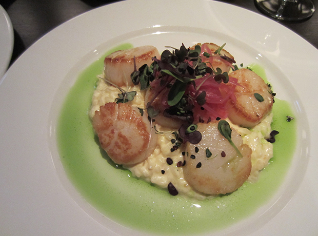 Ion Luxury Adventure Hotel Pan roasted sea scallops with lemon risotto.