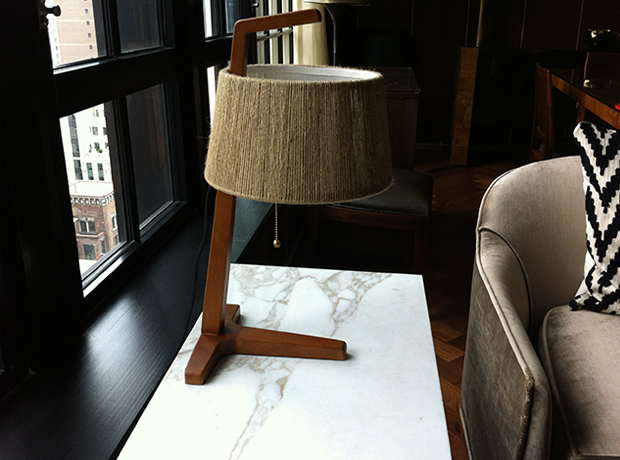 Viceroy New York Detail – woven wood lampshade.