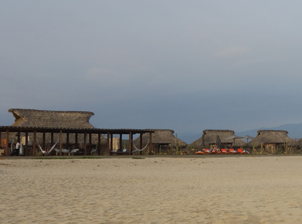 Hotel Escondido The bungalows from the beach. 