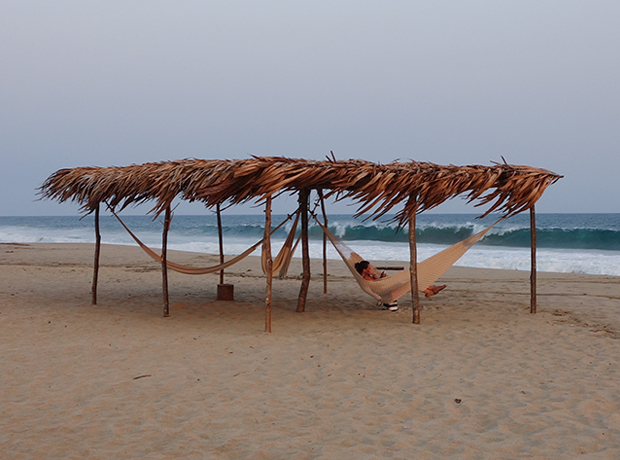 Hotel Escondido Taking in the waves and sunset. 