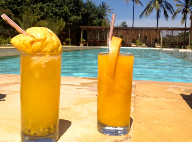 Rancho do Peixe Passion Fruit Caipirinhas by the pool.