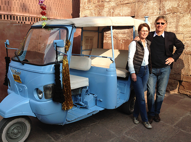 Raas Mags and Gaz (or, Mum and Dad) before a jaunt through town in the hotel's private yuk tuk.
