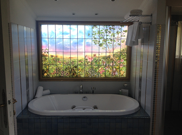 Le Maquis The “view” (aka the garden of eden) from the bathtub.