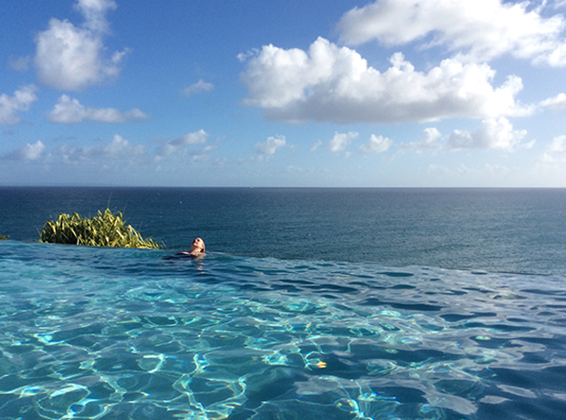 La Toubana Hotel Hanging in the infinity pool.