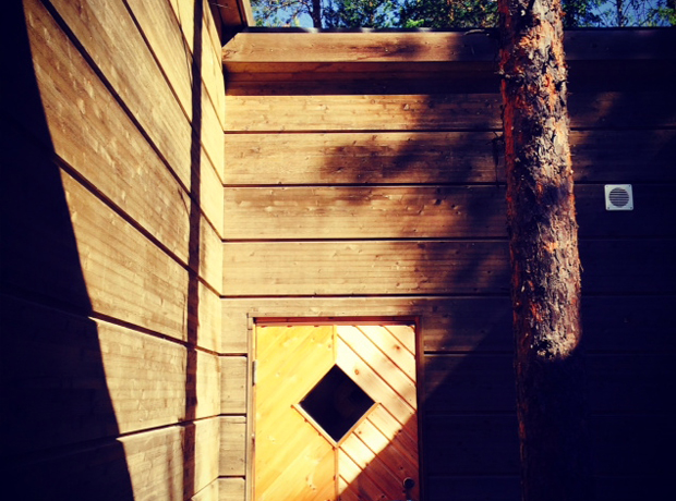 Treehotel Sauna shadows: natural and sensible. In Sauna Veritas - in sauna there is truth. 