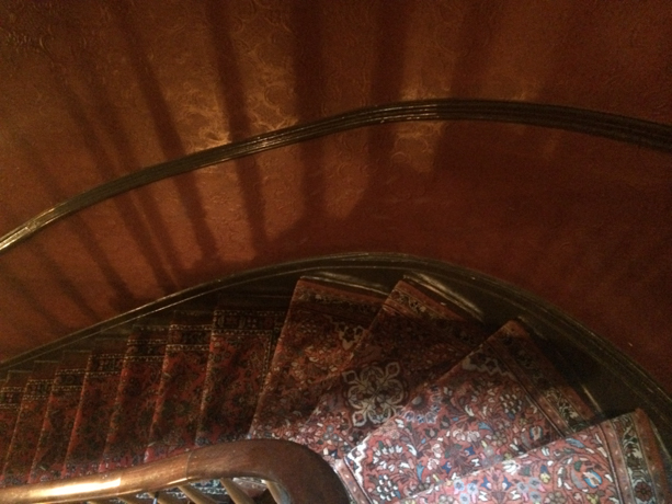 Lafayette House Beautiful woven carpet on the stairs.