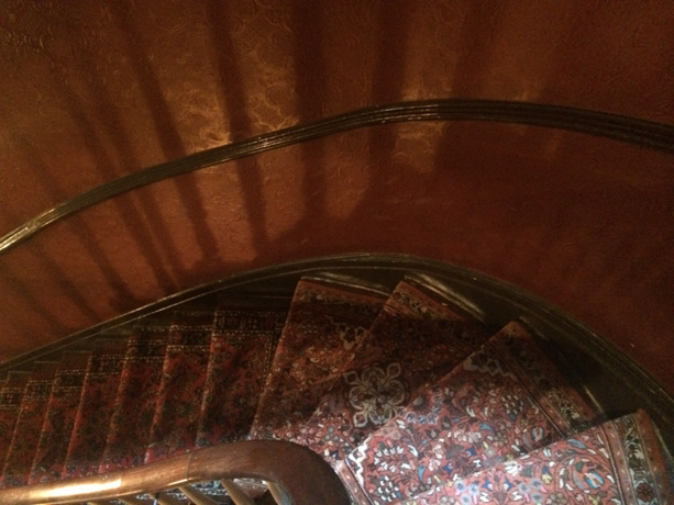 Lafayette House Beautiful woven carpet on the stairs.