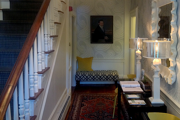 The Captain Fairfield Inn The stylish entry hall with portrait of the Captain James Fairfield – former owner of the place.
