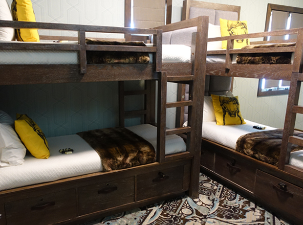 The Wayfarer Bunk beds in one of the unisex dorm rooms. For rates as low as double digits per night, you can claim a spot to share with buds or strangers. 