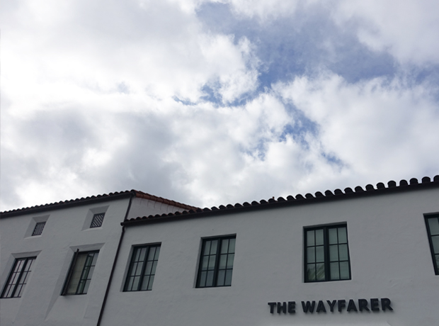 The Wayfarer The inviting exterior against a post-stormy Santa Barbara sky. 