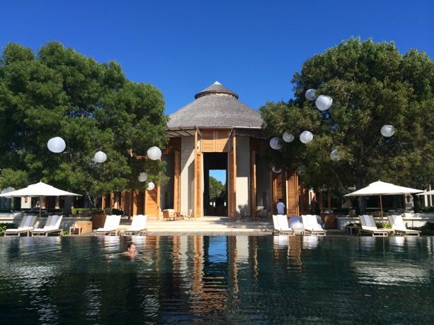 Amanyara Turks and Caicos View from the pool looking at the bar.