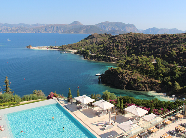 D-Hotel Maris Overlooking three of the resort’s five beaches, all of which have been graced with imported Egyptian white sand.