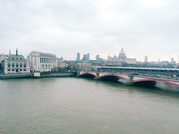 Mondrian London The daytime view from our balcony: River Thames, Blackfriar’s Bridge, and Saint Paul’s Cathedral.
