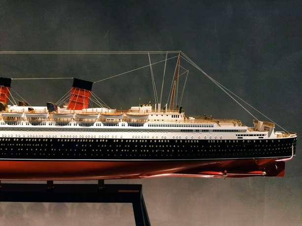 Mondrian London Model liners reflect the maritime heritage of the building (this model of the Queen Mary is really, really huge).
