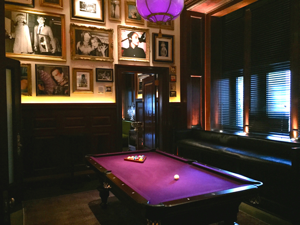 The New York Edition Billiard room with full-sized table.
