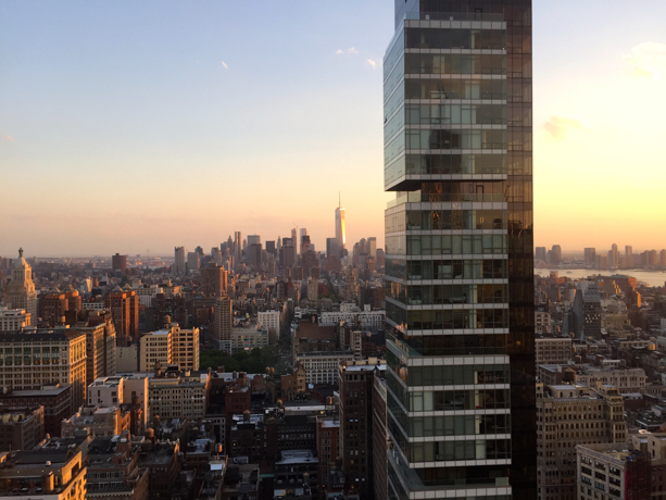 The New York Edition Due South from my room on floor 37; East River to the left, Hudson on the right. 