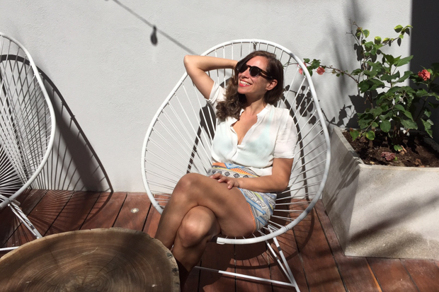 Sanará Sun-basking selfie on our private patio. 