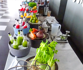 The fresh juice bar (included in breakfast) is an early morning must.