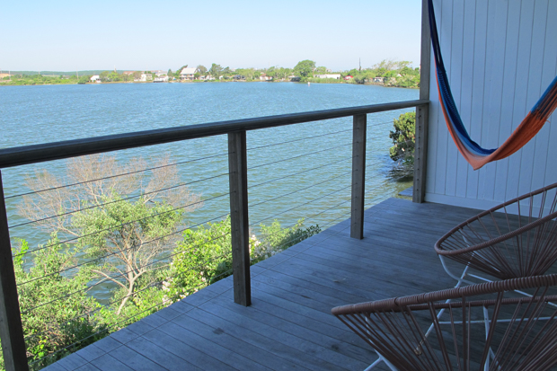 The Surf Lodge Guests in these rooms enjoy lakefront decks with hammocks.
