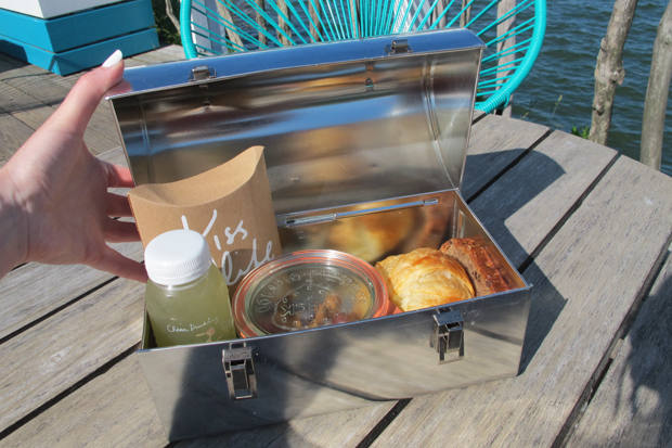 The Surf Lodge Breakfast is served in these cute tin boxes. So perfect for an early beach picnic!