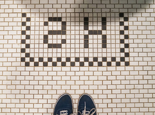 Stewart House The bathroom floor.